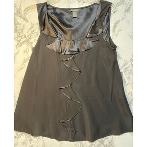 Kenneth Cole Reaction Women's 100% Silk Sleeveless Top With Ruffle Detail Size 6